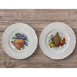 2 Marlborough Old English Ironstone Luncheon Plate Fruit Motif Simpson Potters